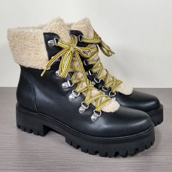 Steve Madden Aniko Combat Boot, Black Faux Leather, Womens Size 8 M - Picture 3 of 10